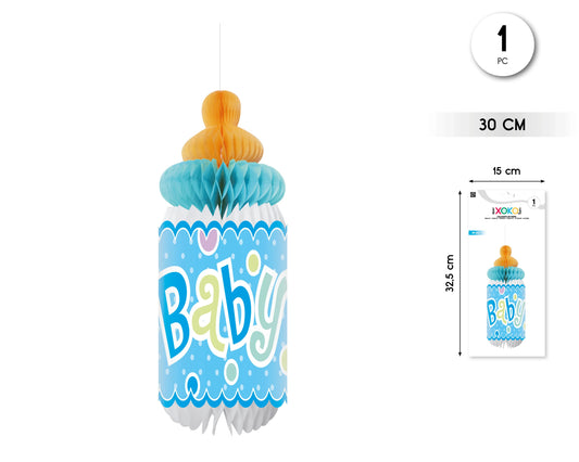 COLGANTE PANAL BOTELLA BIBERON AZUL 30CM - yupiparty