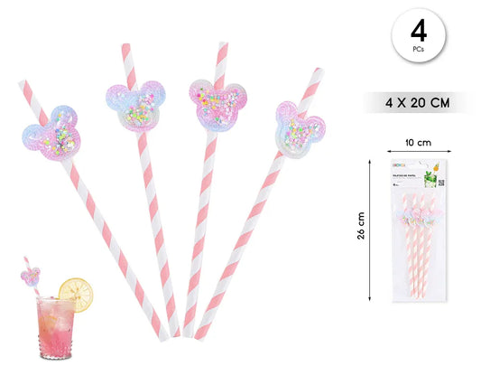 PAJITAS DECORADAS 4PCS RATON - yupiparty