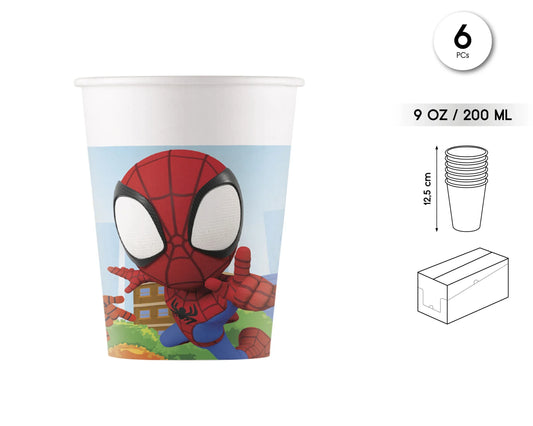 6 VASOS DE PAPEL 200ML SPIDEY & HIS AMAZ - yupiparty